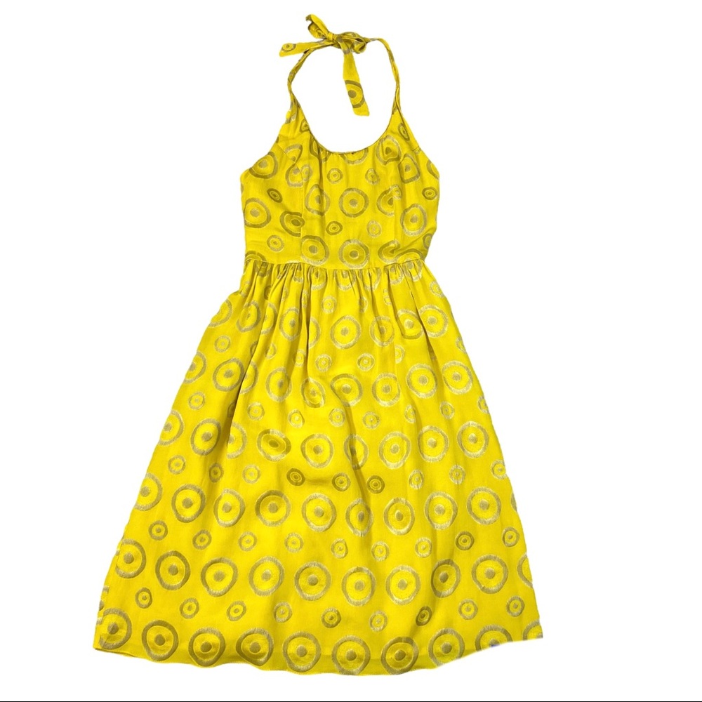 Lauren Moffatt X Anthropologie Yellow Silk Ruffle Halter Dress Fit & Flare